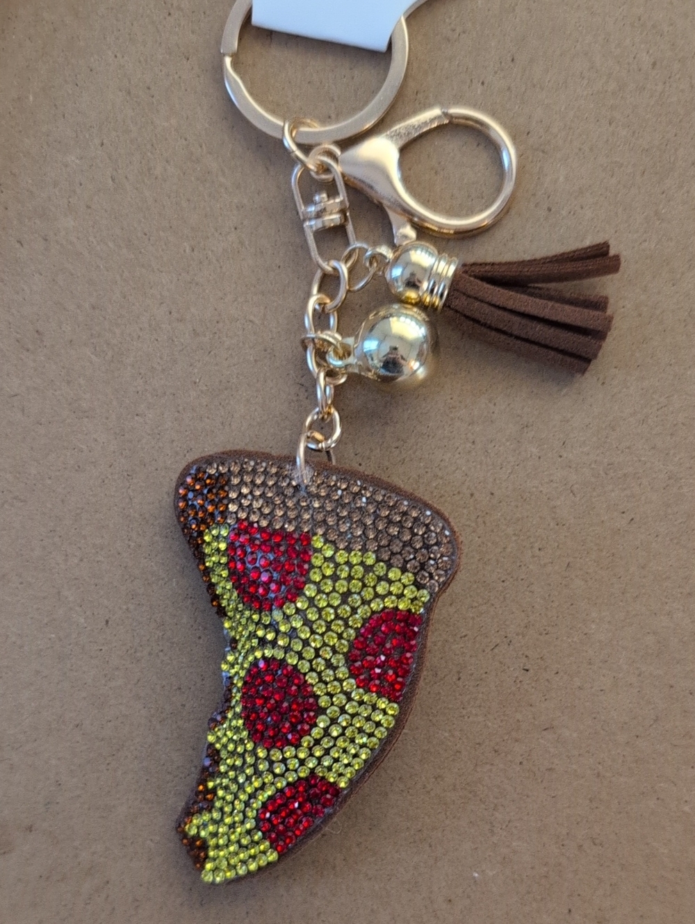 Crystal Pizza Slice Keychain Bag Charm